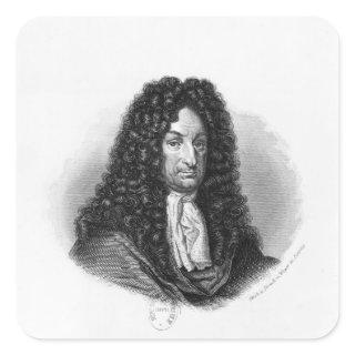 Portrait of Gottfried Wilhelm  Baron de Leibniz Square Sticker