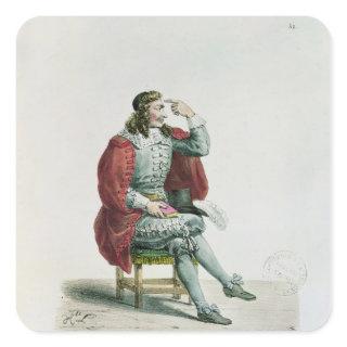 Portrait of Moliere  in the role of Arnolfe Square Sticker
