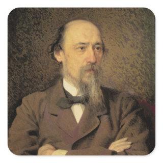 Portrait of Nikolay Alekseyevich Nekrasov, 1877 Square Sticker