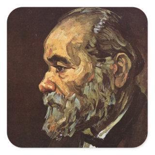 Portrait of Old Man with Beard by Vincent van Gogh Square Sticker