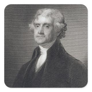Portrait of Thomas Jefferson, engraved by Henry Br Square Sticker
