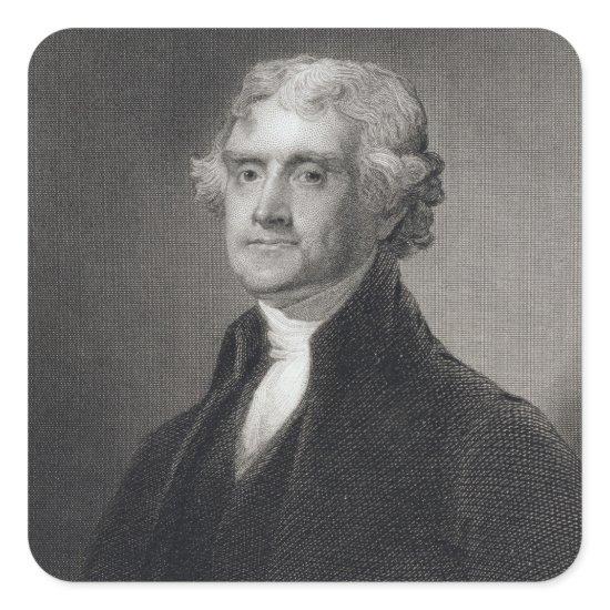 Portrait of Thomas Jefferson, engraved by Henry Br Square Sticker