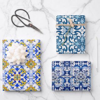Portuguese Azulejo Ceramic Tiles Seamless Pattern  Sheets