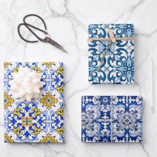 Portuguese Azulejo Ceramic Tiles Seamless Pattern  Sheets