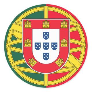 Portuguese flag quality classic round sticker