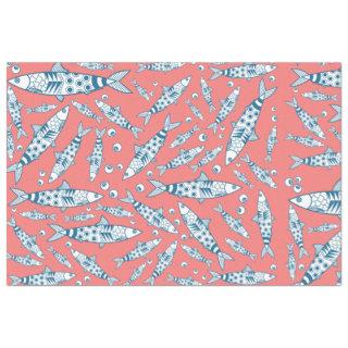Portuguese Lisbon Sardines Pattern Azulejos Pink Tissue Paper