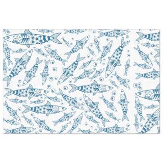 Portuguese Lisbon Sardines Pattern Azulejos White Tissue Paper