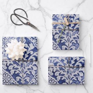 Portuguese Tiles - Azulejo Blue and White Floral  Sheets