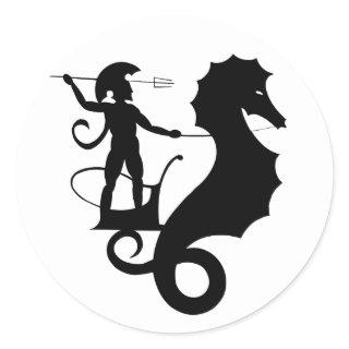 Poseidon, Greek relief design Classic Round Sticker