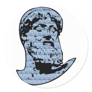 Poseidon statue classic round sticker
