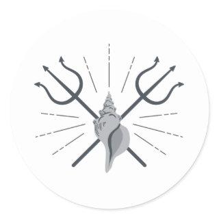 Poseidon Trident Classic Round Sticker