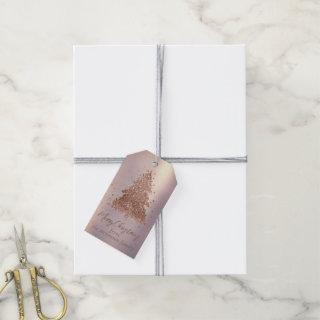 Posh Merry Christmas | Glam Rose Gold Tree Custom Gift Tags