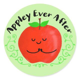 Positive Apple Pun - Appley Ever After Classic Round Sticker