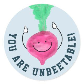 Positive Beet Pun - Unbeetable Classic Round Sticker