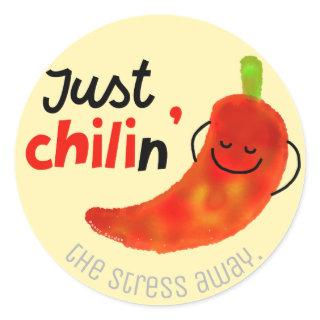 Positive Chili Pepper Pun - Just Chilin Classic Round Sticker