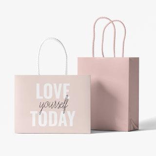 Positive Love Yourself Today Pastel Pink Quote  Large Gift Bag