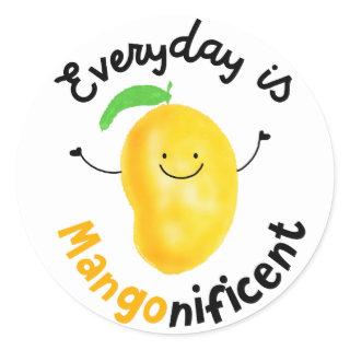 Positive Mango Pun - Everyday is Mangonificent Classic Round Sticker