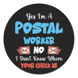 Postal Worker Mail Carrier Mailman Post Office Classic Round Sticker