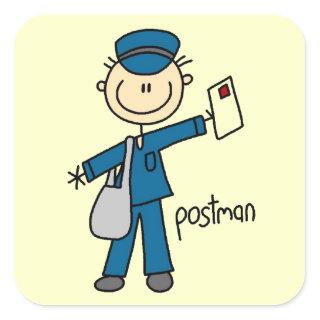 Postal Worker Stick Figure Square Sticker