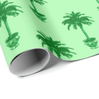 Potted Palm Tree in Emerald and Light Green