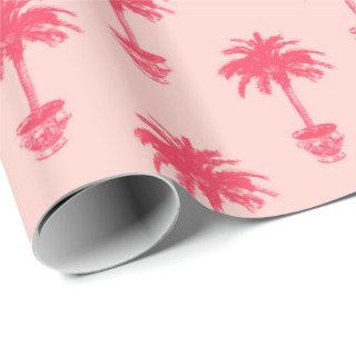 Potted Palm Tree in Shades of Coral Pink