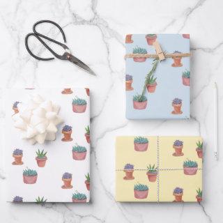 Potted Plants Succulents and Cacti Watercolor Gift  Sheets