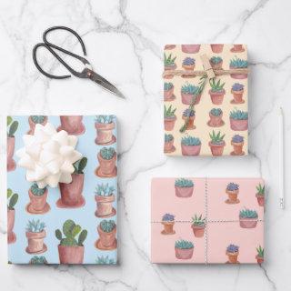 Potted Plants Succulents and Cacti Watercolor Gift  Sheets