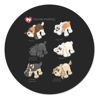 Pound Puppies Puppy Breed Textbook Classic Round Sticker