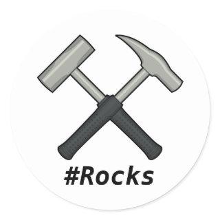 Pound Rocks Crossed Rock Hammers Classic Round Sticker