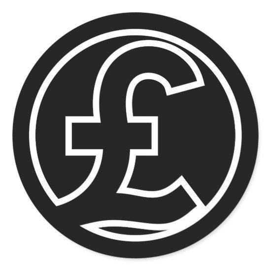 Pound Sterling Symbol currency in black circle Classic Round Sticker