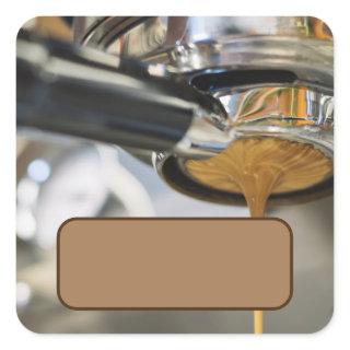 Pouring Espresso Coffee Machine Return Address Square Sticker