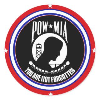 POW MIA - RED WHITE AND BLUE CLASSIC ROUND STICKER