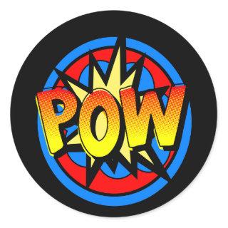 Pow  Pop Art Superpower Hero Birthday Stickers