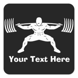 "POWER LIFTING" Power Squat Logo - Customizable Square Sticker