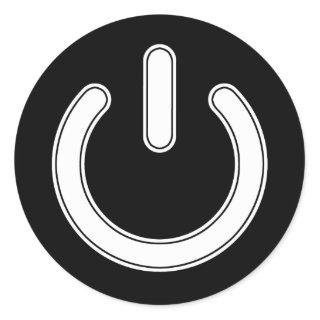Power Symbol (Black and White) Classic Round Sticker