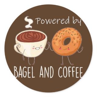 Powered by Bagel and Coffee Bagel lover Baking  Classic Round Sticker