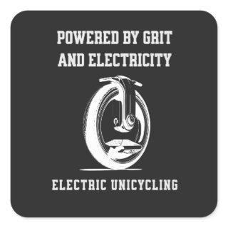Powered by Grit and Electricity Square Sticker