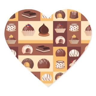 Pralines, chocolate, delicious with cocoa flavor heart sticker