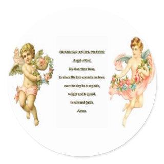 Prayer for Guardian angel Classic Round Sticker