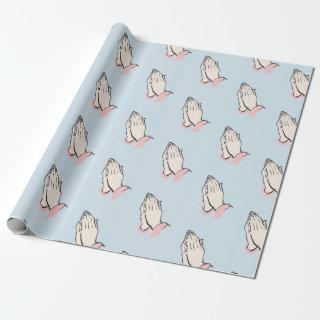 Praying Hands Blue and Pink Gift Wrap