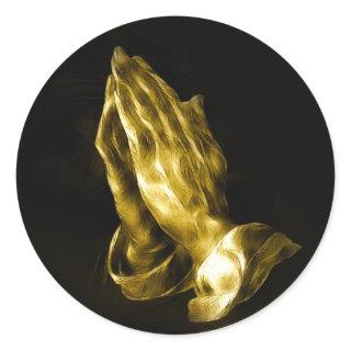 Praying hands classic round sticker