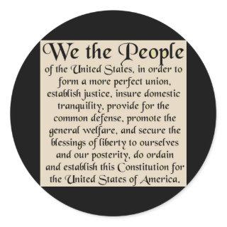 Preamble to The Constitution of the United States Classic Round Sticker
