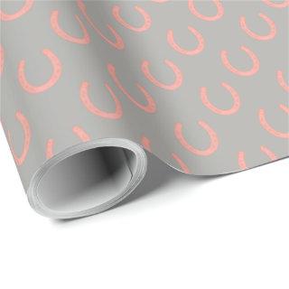 Precious pink horseshoes pattern on pale gray