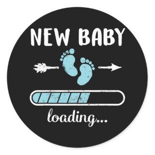 Pregnant Mom New Baby Boy Loading Son New Dad Classic Round Sticker
