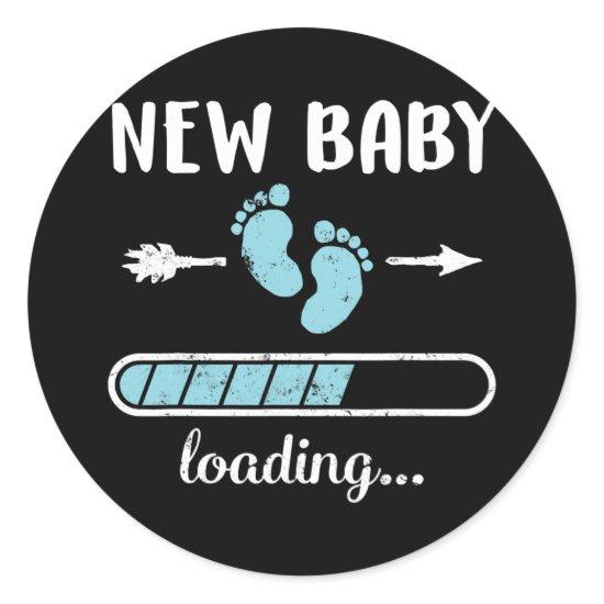 Pregnant Mom New Baby Boy Loading Son New Dad Classic Round Sticker