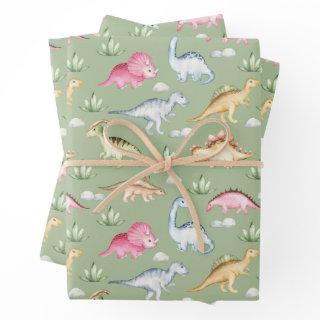 Prehistoric Dinosaurs and Plants Green  Sheets