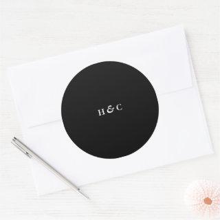 Premium Black Simple Plain Modern Wedding Classic Round Sticker