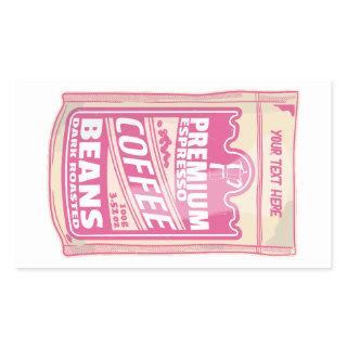 Premium espresso coffee beans pink food pop art rectangular sticker