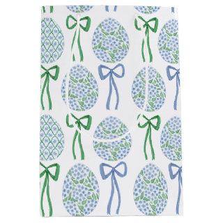 Preppy Blue and Green Easter Bows and Eggs Medium Gift Bag