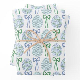 Preppy Blue and Green Easter Bows and Eggs  Sheets